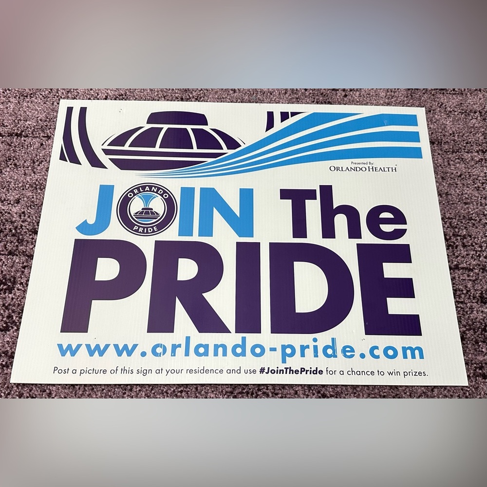 Orlando Pride NWSL 2017 Original Promo Sign 24 in. L X 18 in. W Super Rare VGC
